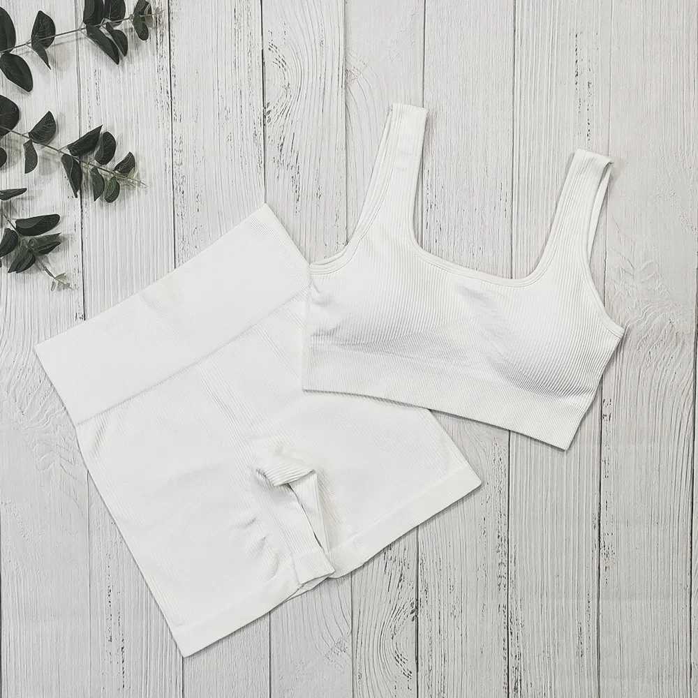 Ribbed Yoga Set Sportswear Women Suit For fitness Seamless Sports Suit Workout Shorts Set Tracksuit Sports Outfit Gym ClothingXJ250109