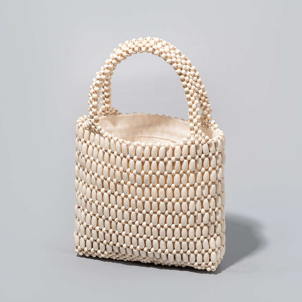 Summer Trend: Wooden Bead Hand Woven Niche Design, Hand-Held Commuting Bag, High-End Women's Bags