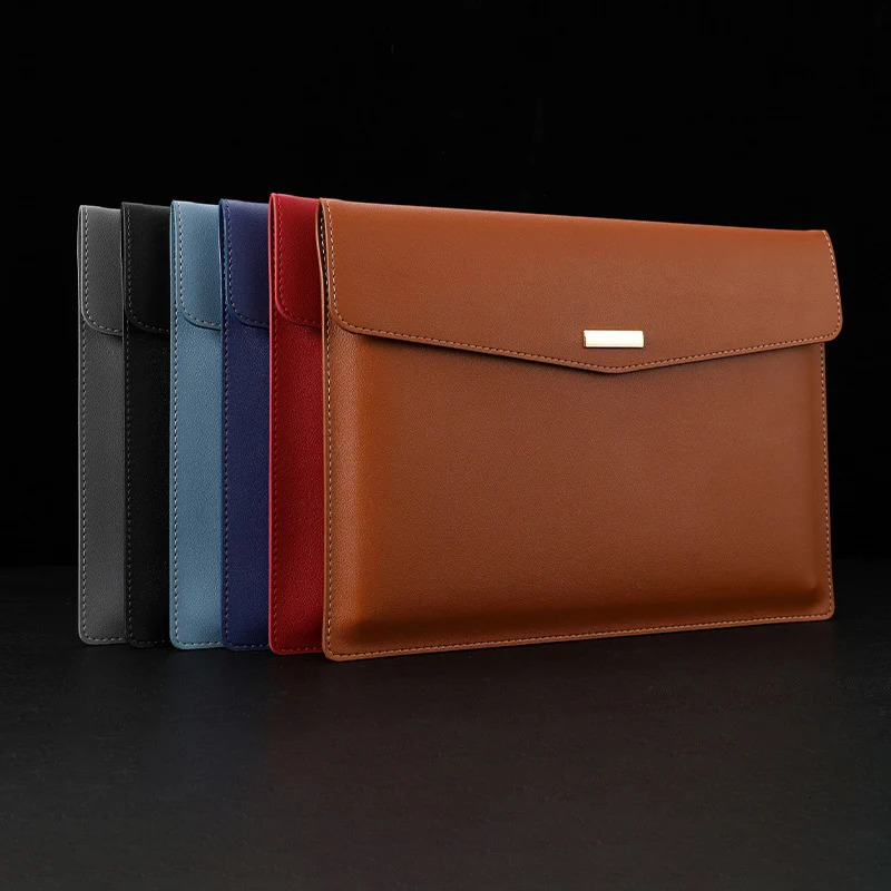 Designer Bag Leather File Folder Large Capacity Document Bag Business Briefcase Magnetic Button Waterproof Laptop Cases Office Organizer 250107