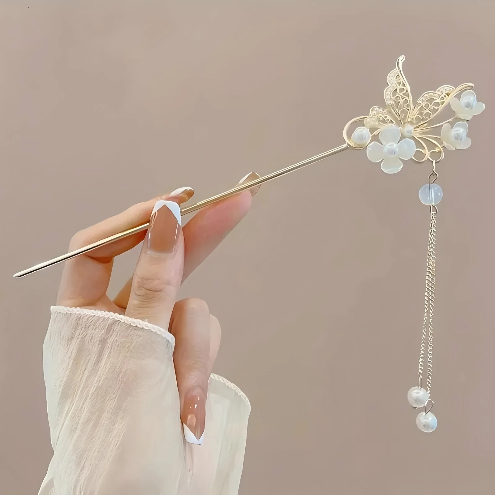 Elegant Chinese Style Hair Clip Tassel Stick Traditional Floral n Hairstyle Accessory Women Jewelry Hairpin Hairneedle 241228