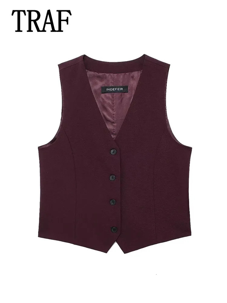 TRAF Office Straight Pants Sets For Women 2 Pieces Fashion Vest Top Womens Suit Casual Two Piece Set Outfit 250106