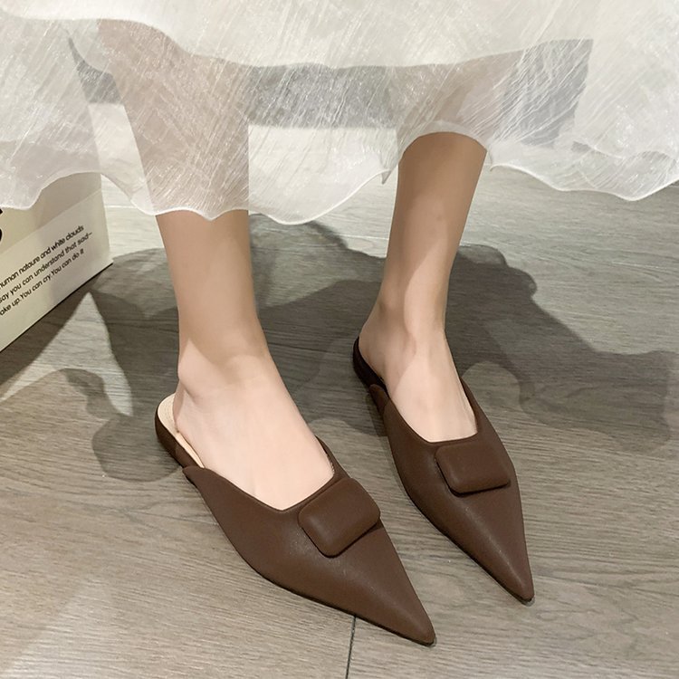 Women Slippers Flat Bottom New Fashion Pointed Toe Gentle Style hot Black White Brown Pink Free shipping