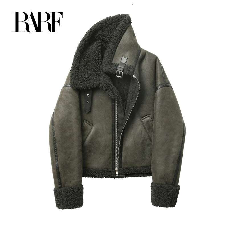 RARF 2024 Thickened Warm Fur Integrated Grab Fleece Double-Sided Jacket Women's Biker Top