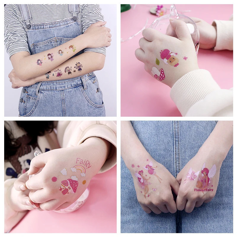 12 Sheets Flower Fairy Temporary Tattoo Sticker For Princess Perfect Gift Birthdays Party Outdoor Sports 241230