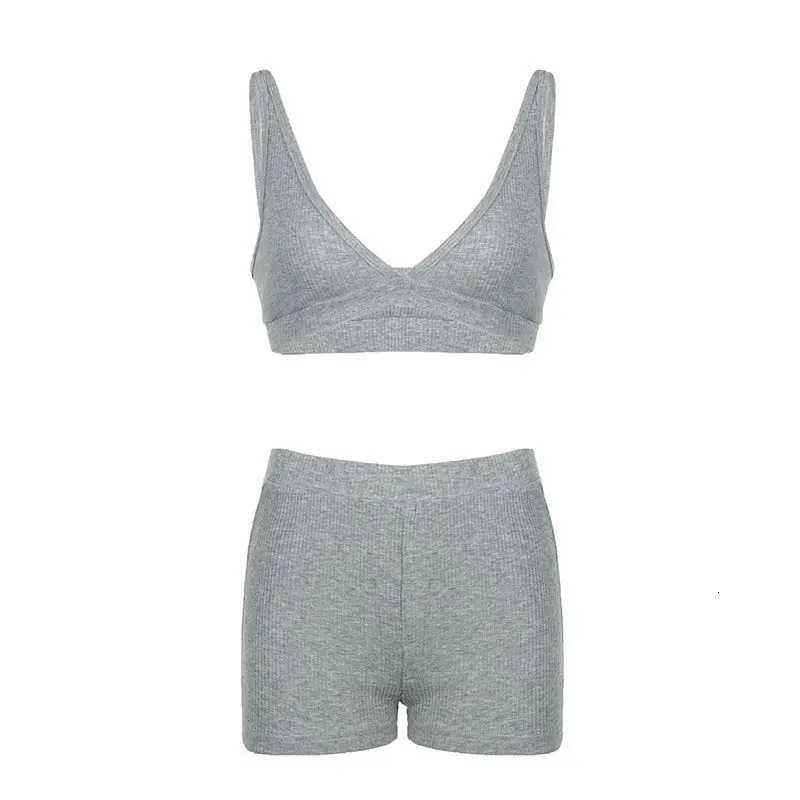 American casual sports threepiece sets for women jacket solid color knitted thread sexy versatile suit shorts spring 250106