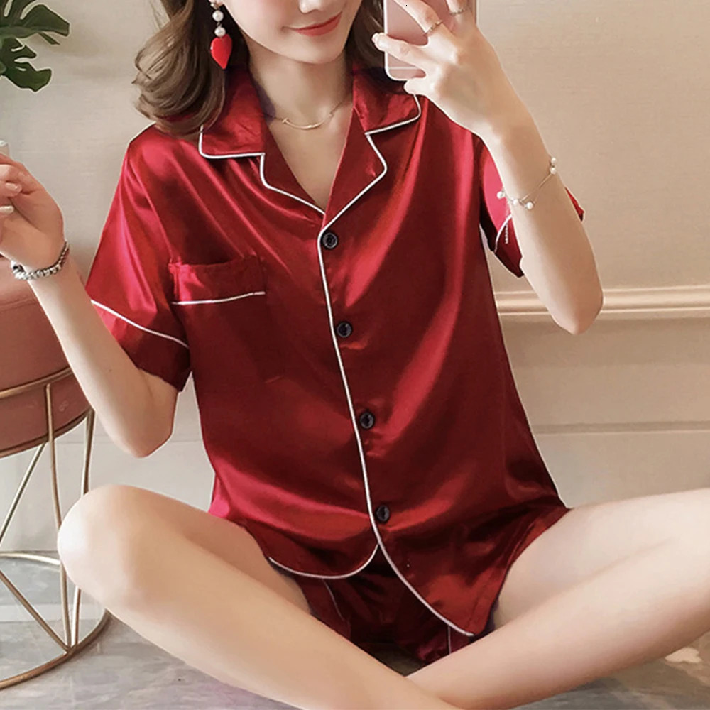 Plus Size Set L5XL Women Pajamas Suit Summer Casual Loose Soft Short Sleeve Button Pockets ShirtShorts 2PC Lounge Homewear 250106