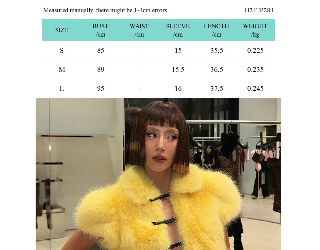 Women's Jackets Faux Fur Women Jackets Crop Top Turn Down Collar Short Sleeves Belt Buckles Cardigans Coat Fashion Warm Vest Outerwear