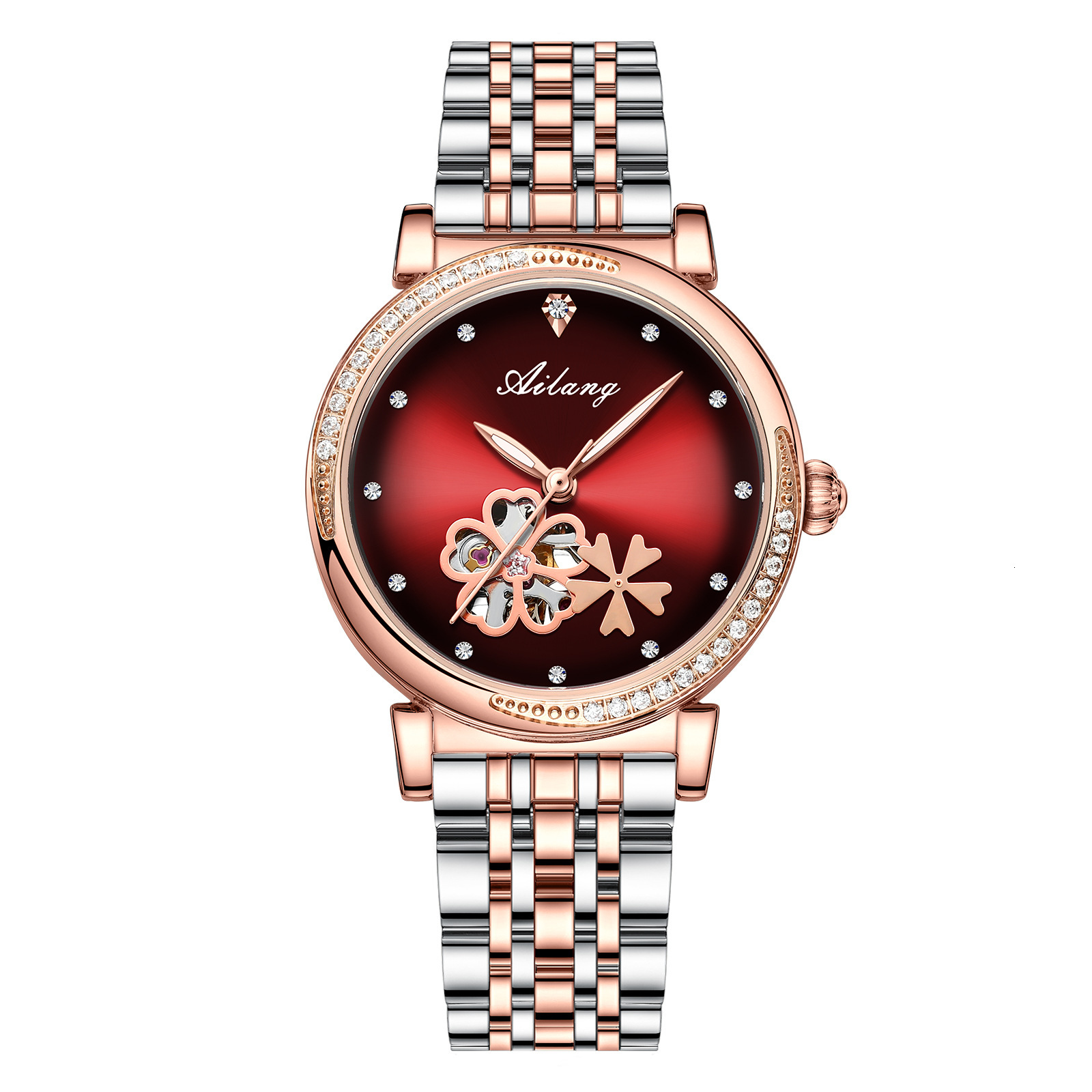 Ladies' Green Skeleton Automatic Mechanical Watch with Diamonds - Birthday Gift