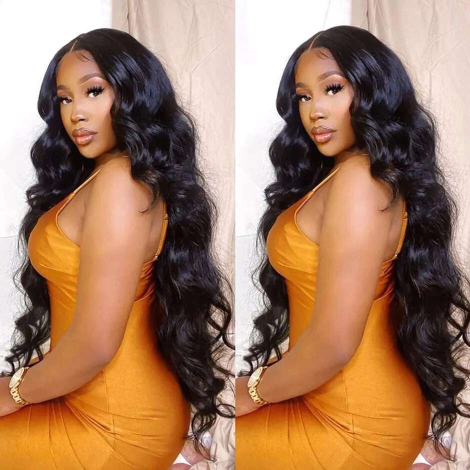 Wear Go Glueless 180% Body Wave Transparent Front Human Hair Wigs For Women 4X4 Pre-Cut Preplucked Lace Closure Wig