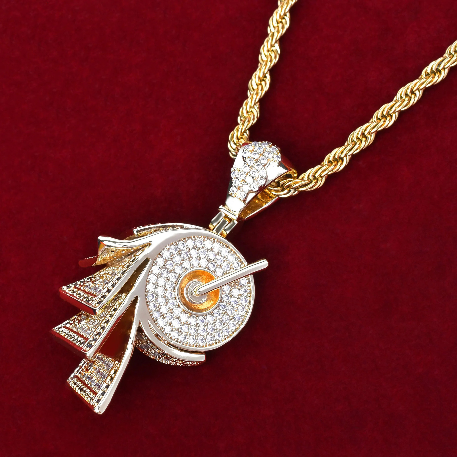 Roll Dollar Cash Shape Gold Color Necklace Hip Rock Street Jewelry 250109