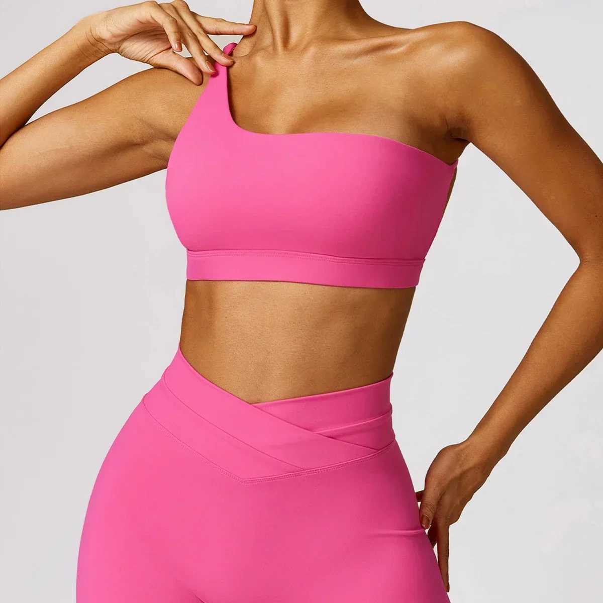 2 Piece Yoga Sets Quick Dry Woman Yoga Outfit Shorts One Shoulder Bras Sport Suit for Women Sportswear Fitness Gym Workout SetsXJ250109