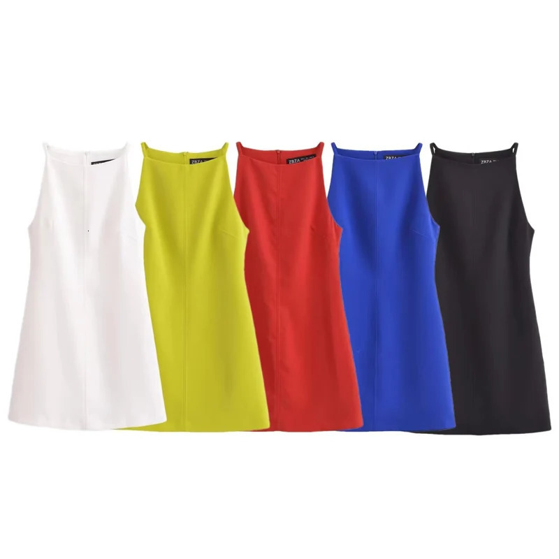 HXAO Fashion Summer Dresses Womens Bodycon Sleeveless Mini Dress White Red Blue Black Yellow Vacation 250106