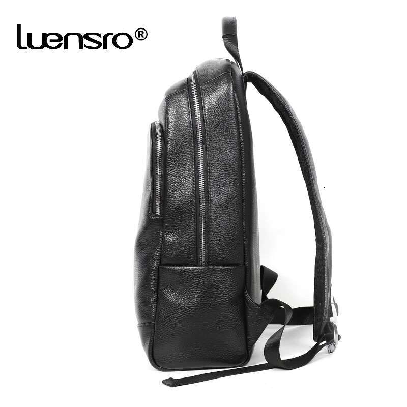 2024 New Natural Cowskin 100% Genuine Men's Fashion Large Capacity Shoolbag For Boy Leather Laptop Backpack Bag