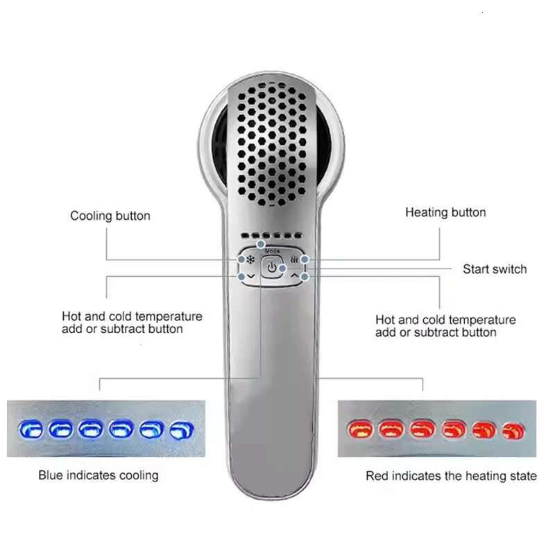 Portable Home Use Care and Facial Hot Cold Handheld Hammer Ultrasound Therapy Face Beauty Skin Rejuvenation Device