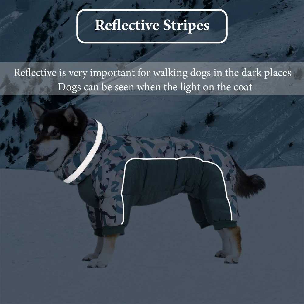 Winter Dog Coat for Medium Dogs Waterproof Puffy Dog Clothes Fully-Closed Belly Overalls for Male Female Dogs Warm Dog SnowsuitsXJ250109