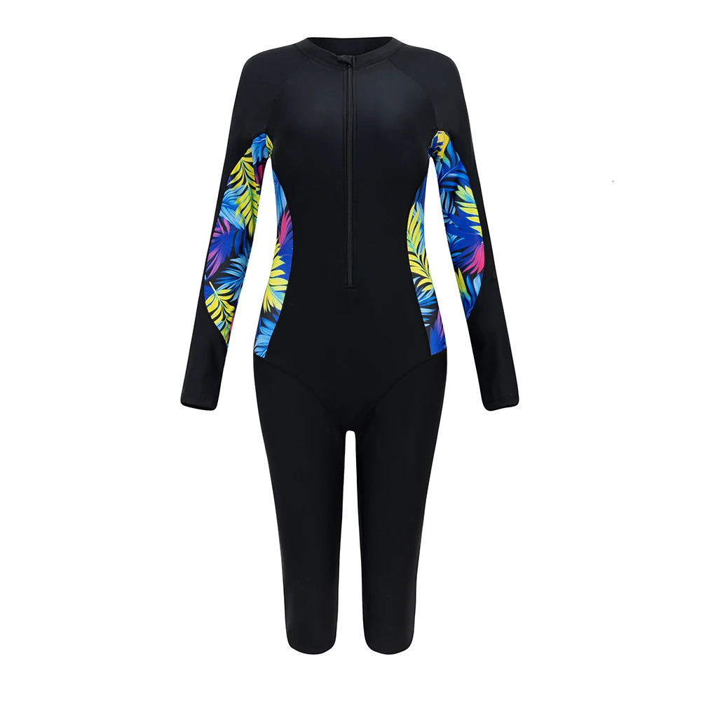 Womens Swimsuit Sport Style Long Sleeve OnePiece Bathing Suit Female Beachwear Woman Swimwear Surfing Diving Outfits 250108