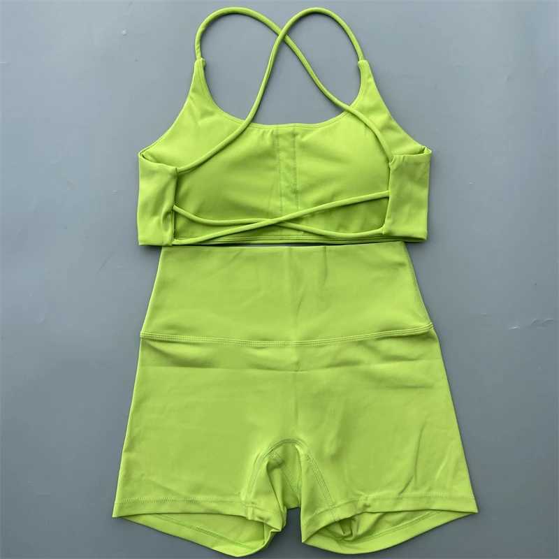 Yoga Shorts Set Gym Two Piece Sports Set Women Workout Outfit Fitness Suit Cross Straps Bra High Waist Shorts Running TracksuitXJ250109