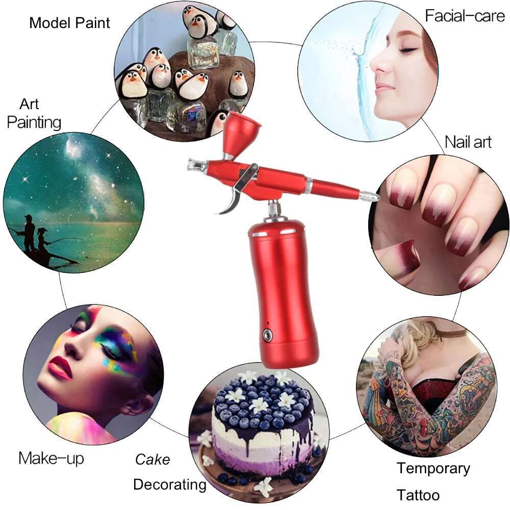 HB08MINI-116 Auto Start Stop Airbrush with Compressor Kit Easy Use Cordless Portable Wireless Personal Pneumatic Tool
