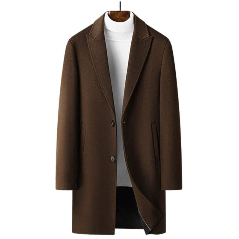 758 Sheep Wool Outdoor Mens Fashion Everything Trend British Style Business Windbreaker Medium Long Woolen Coat 250106