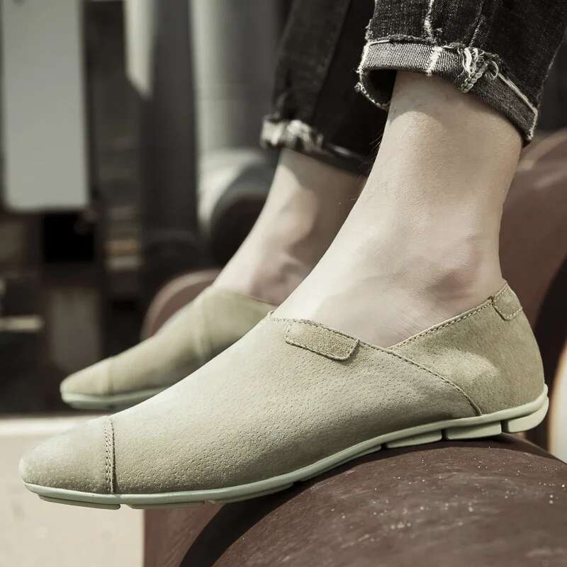Fashion Casual Flats Men Shoes Outdoor Breathable Loafers Genuine Leather Slip On Moccasins Comfortable