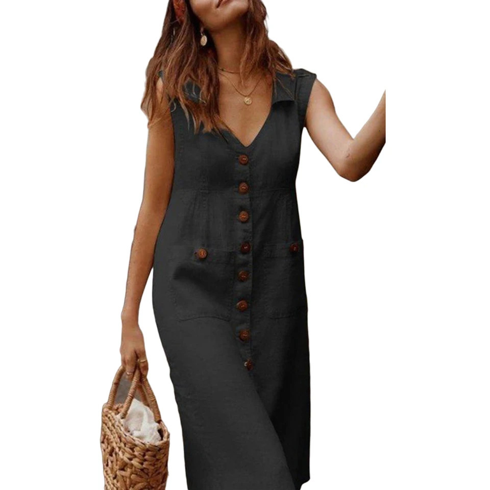 3XL Plus Size Cotton Linen Tank Dress Women Summer Casual Loose Beach Sundress Korean Fashion Slim Large Female Clothi 250106