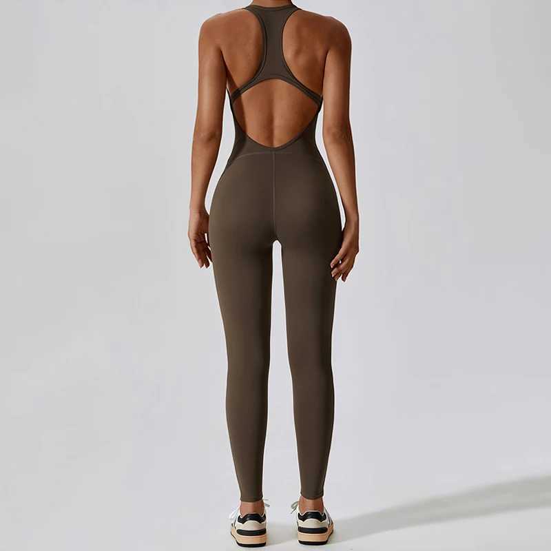 Backless Yoga Jumpsuit Sports Overalls for Women Workout Clothes Set One-Piece Fitness Suit Woman Tracksuit Gym SportswearXJ250109