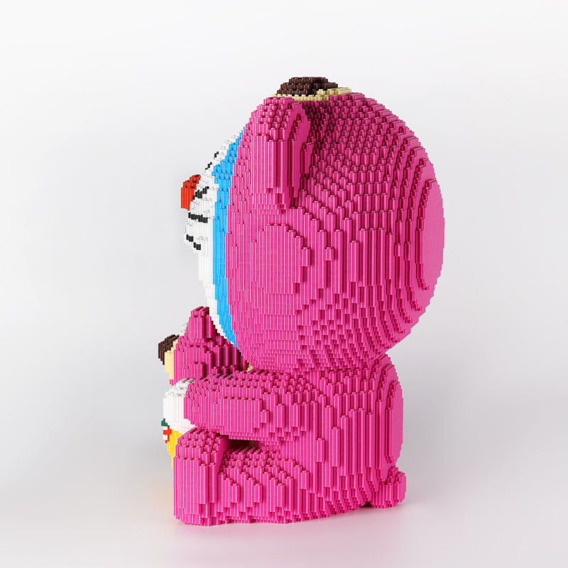 40cm high Hi Caipin doraemon strawberry bear disguise children and adults educational granular building block toys