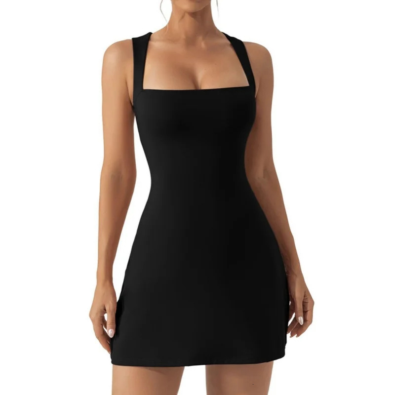 Tennis Dresses Women Summer Sleeveless Skirt BuiltIn Shorts Workout Sports Golf Tank Dress For Outdoor Fitness Black 250106