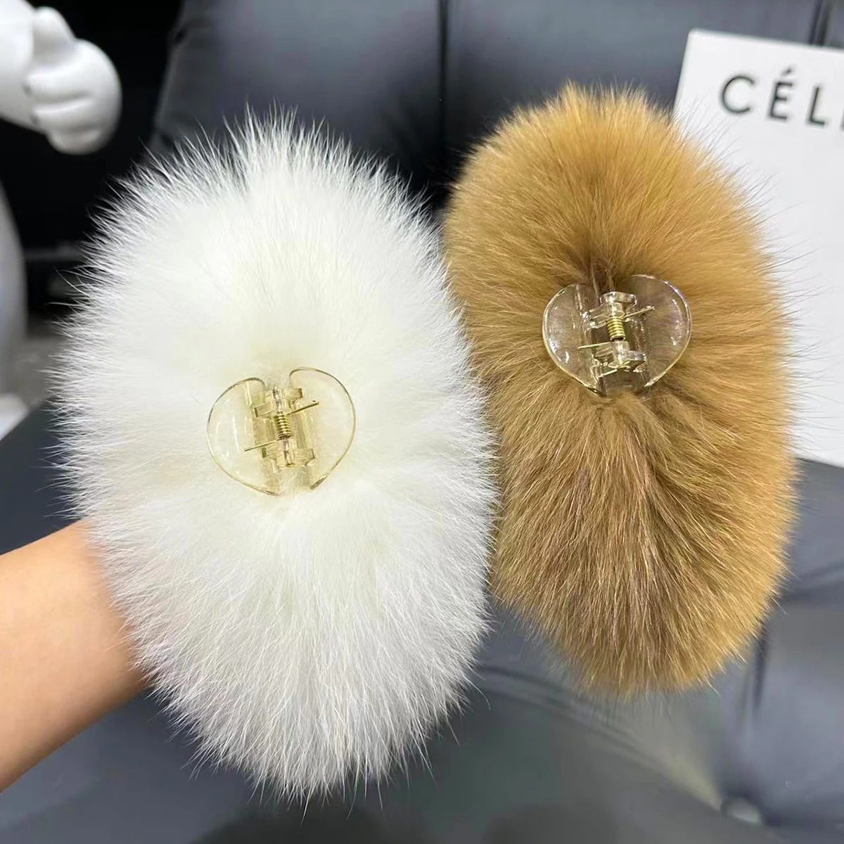 Real Fox Fur Hair Clips Headdress Cute Hair Accessories For Women Plush Scratching Hair Headdress Fashion Girls Hair Accessoreis 250103