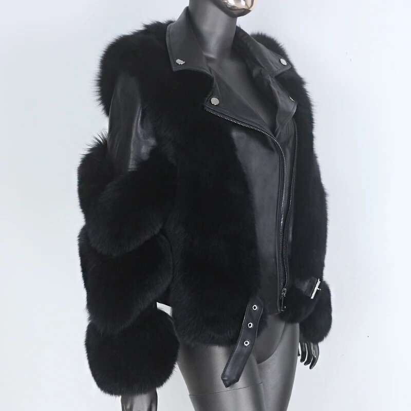 FURYOURSELF 2023 New Warm Real Coat Vest Winter Jacket Women Natural Fox Fur Genuine Leather Outerwear Detachable Locomotive