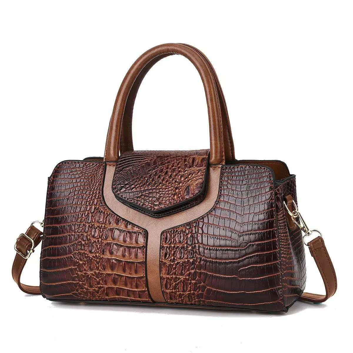 Women's Trendy Pillow Bag Textured Crocodile Print Tote Bag Crossbody Worn Over The Shoulder