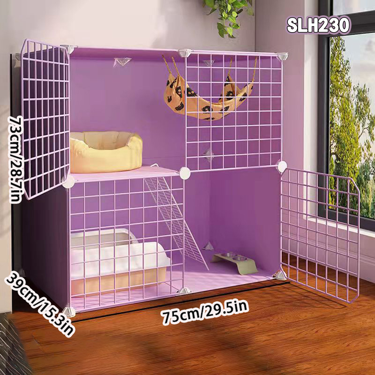Spacious Triple Layer Cat Habitat for Domestic Cats - Safe & Sturdy Enclosed Playhouse