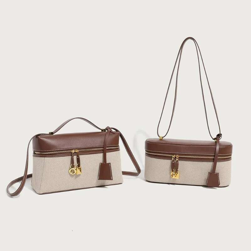 2025 New Minimalist Retro Camera Lunch Box Splicing Canvas Shoulder Fashionable Multifunctional Crossbody Bag
