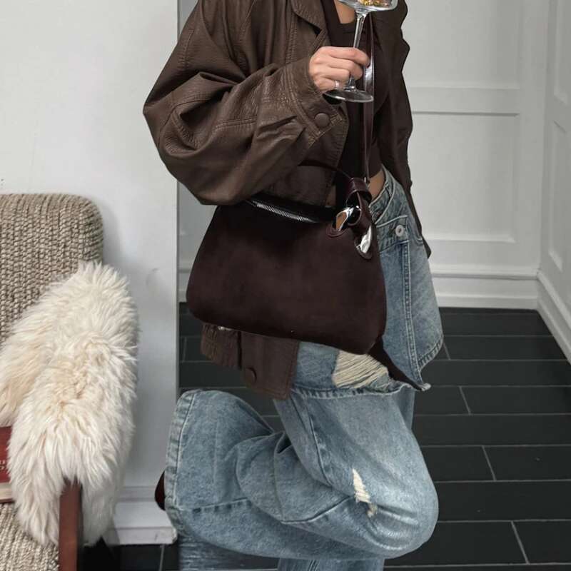 2025 Brand Designer Angora Red Shoulder Bags Women Genuine Leather Sier Metal Ring Crossbody Bag High Street Fashion Handbags