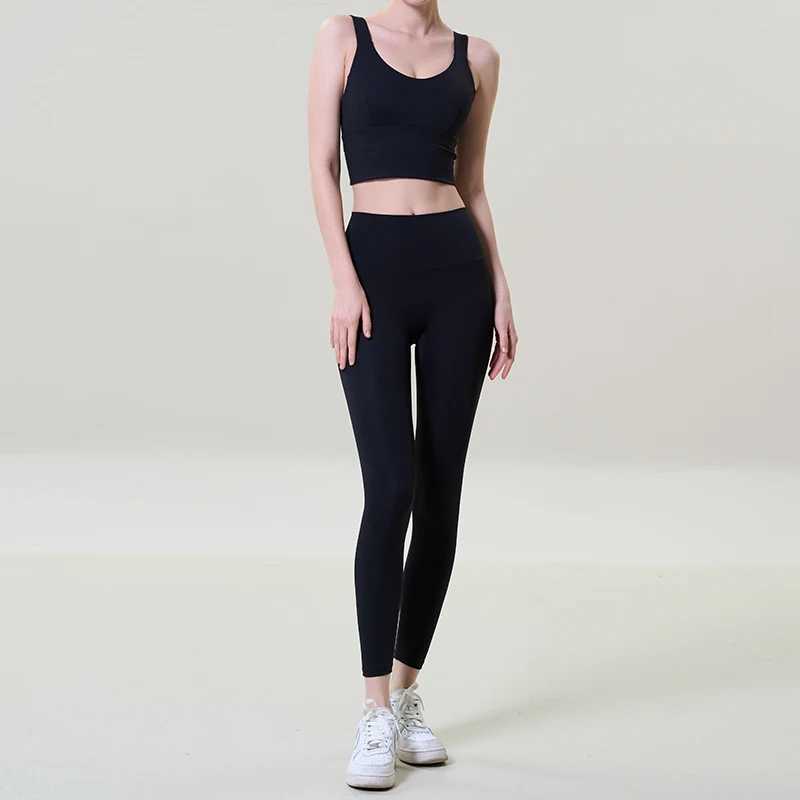 2 Piece Yoga Sets Sports Fitness High Waist Hip Raise Pants Cutout Bra Suit Workout Clothes Gym Leggings Set for WomenXJ250109