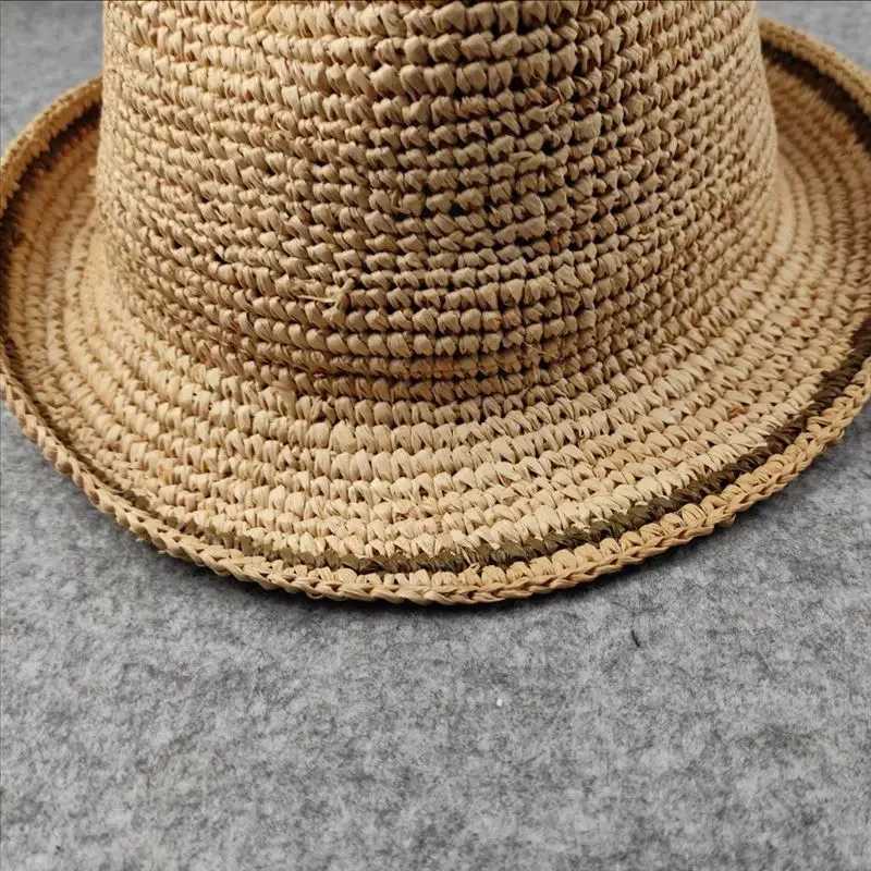 Handmade folding straw hat suitable for both men and women made of high-quality Rafia material suitable for sun protection and breathability 55-59cm X