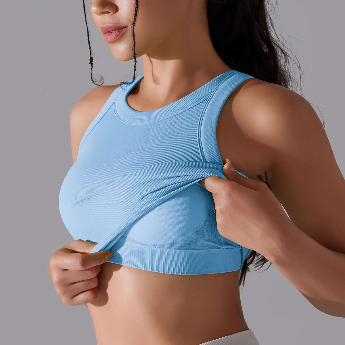 2 Tier Women Sexy Yoga Bra High Support Impact Sports Underwear Running Quick Drytank Top Fiess Gym Padded Bralette