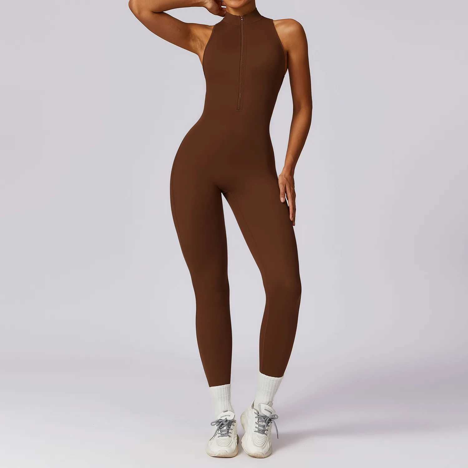 Zipper Yoga Jumpsuit Fitness Sports Overalls Gym Clothing Set Yoga Wear Pilates Workout Clothes Women Outfit Push Up ActivewearXJ250109