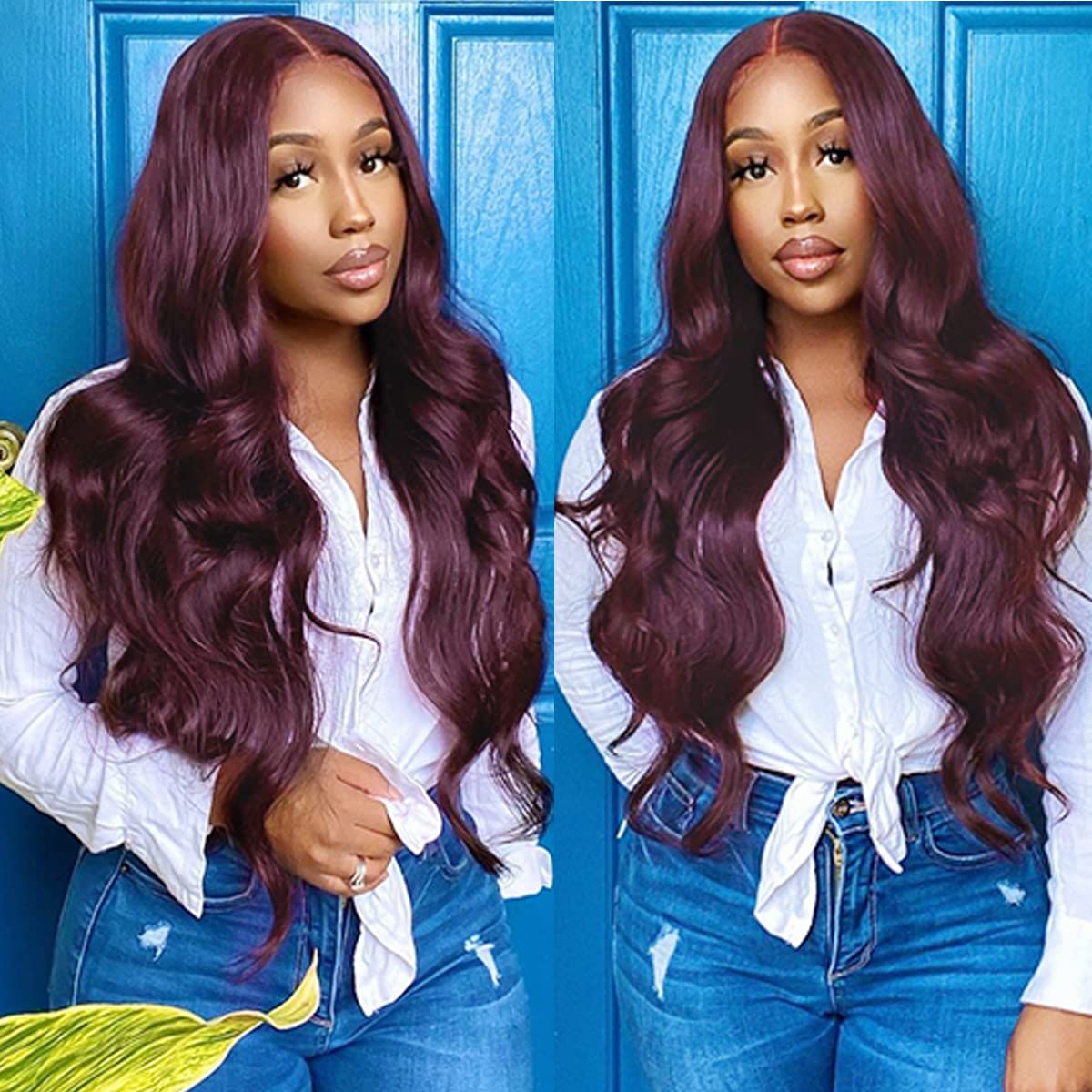 13x4 Big Curly Purple Lace Front Glueless Wig Similar to Real Human Hair Wigs Preplucked Lace Frontal Hair Ombre Blonde for Women Synthetic 280 Densit