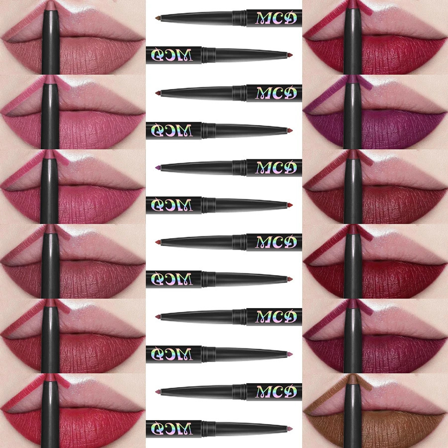 12pcs Sexy Matte Brown Lip Liner Waterproof Pencil Lip Outline Contouring Lasting Lipstick Crayon Pigments Lip Balm 250108