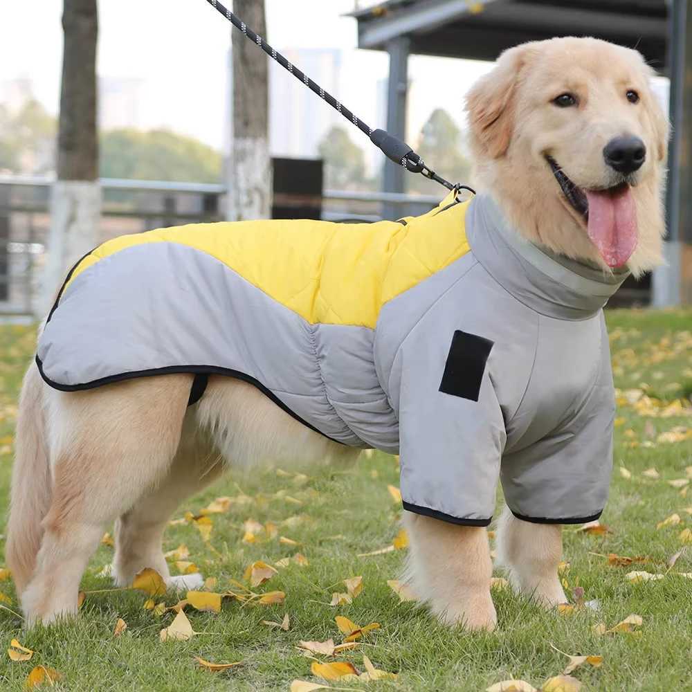 Golden Labrador Retriever waterproof dog jumpsuit medium big dog Big dog winter warm cotton blend coatXJ250109