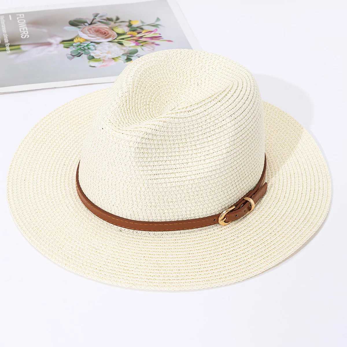 Panama straw hat womens jazz top hat mens and Wen style spring/summer straw hat fashionable sun protection and sunshade hat X250109