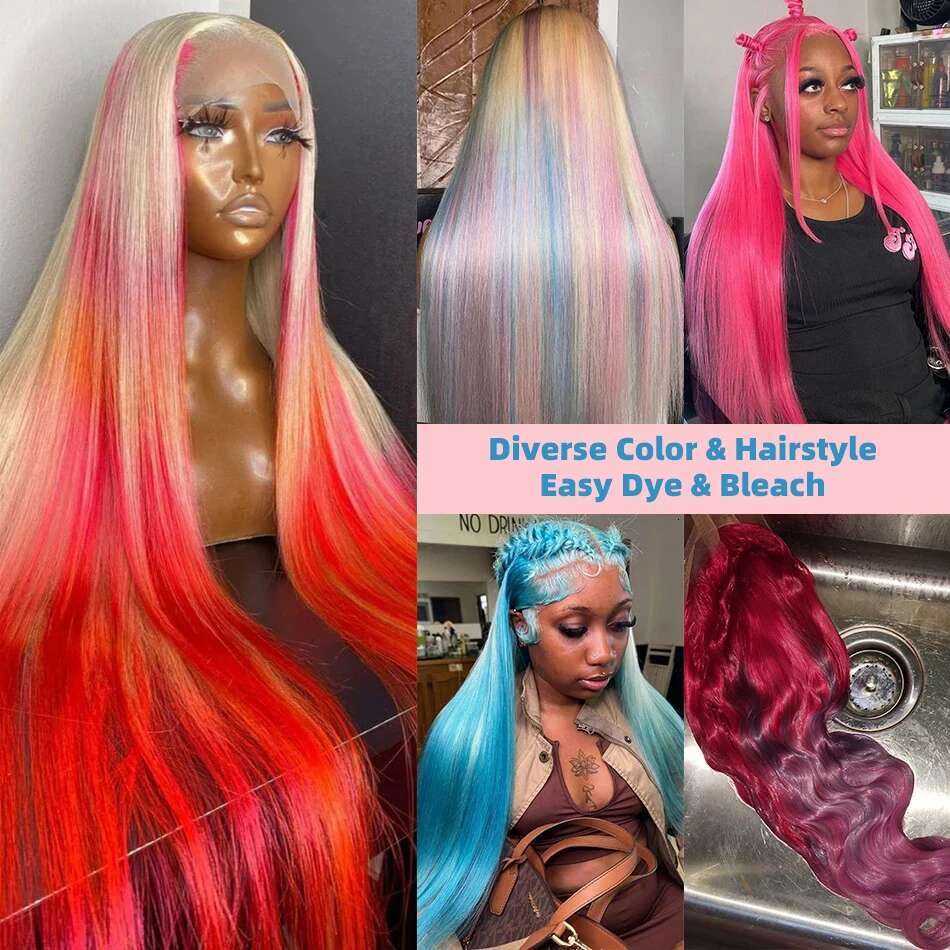 Ks HD 220% 613 Honey Blonde 42 Inches Bone Straight 13X6 Front Human Wigs 13X4 Lace Frontal Brazilian Remy Hair Wig