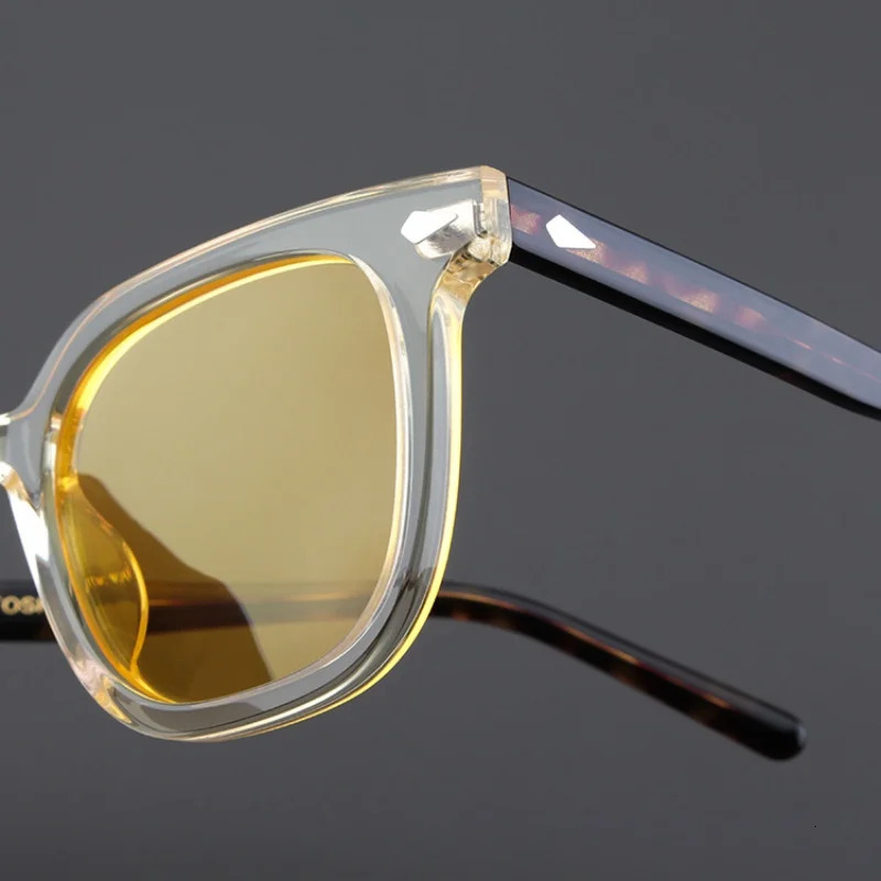 Fashion classic sunglasses Womens yellow frames retro polarized night vision piece square handmade outdoor mens 250109