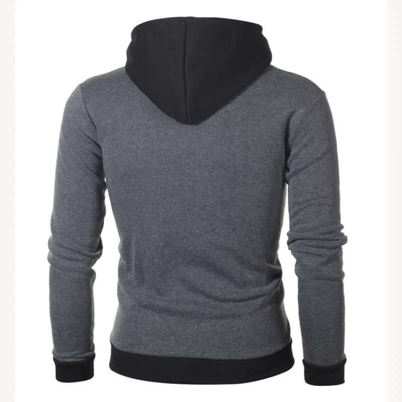 Spring Autumn New Hooded Long Sleeve Fashion Cardigan Man High Street Zipper Patchwork Pockets Outwear Vintage All-Match Tops