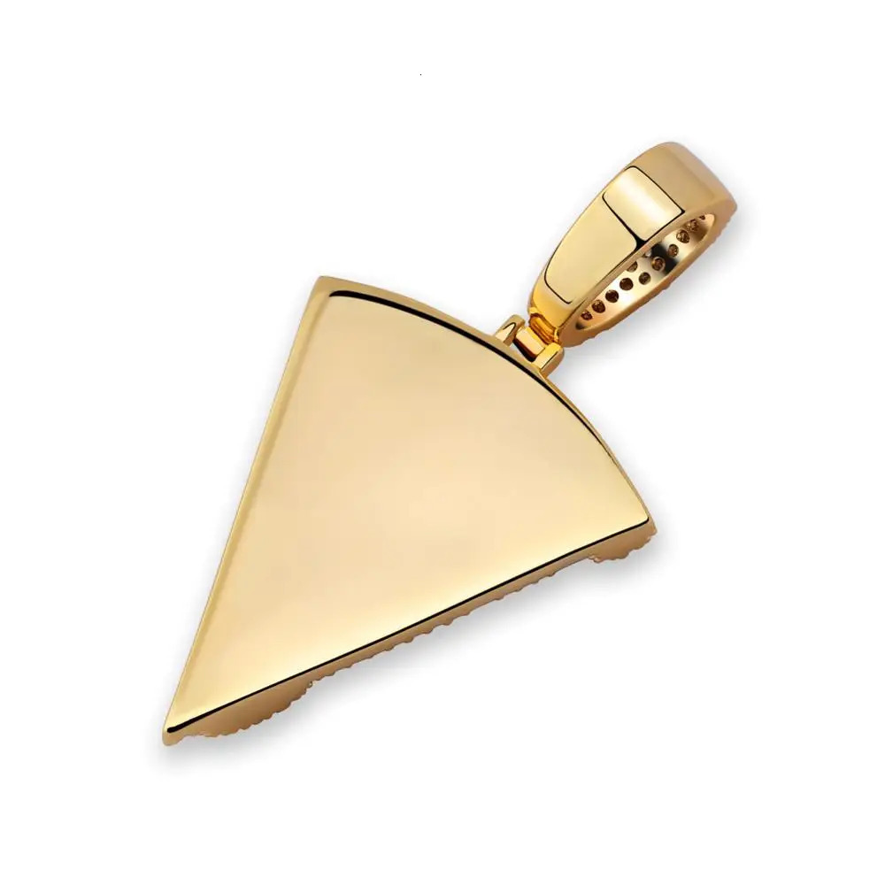 TOPGRILLZ Iced Out Pizza Pendant Necklace Copper Gold Silver Color Micro Paved Cubic Zircon Hip Hop Jewelry Gift For Men 250109