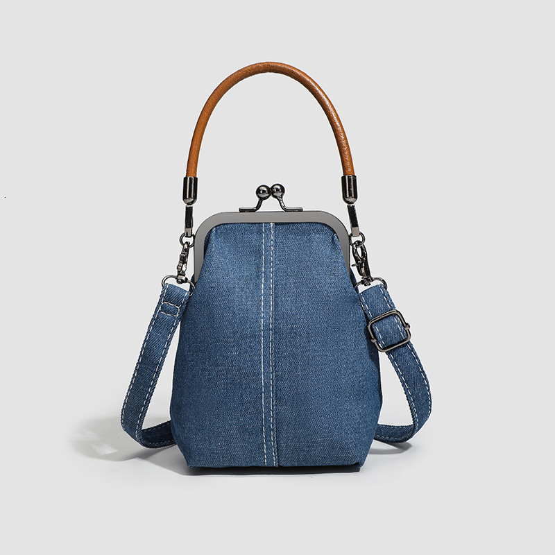 Bag 2025 Autumn And Winter New Clip Denim Cloth Mobile Phone Crossbody Artistic Handbag Versatile Handmade Women's Bag