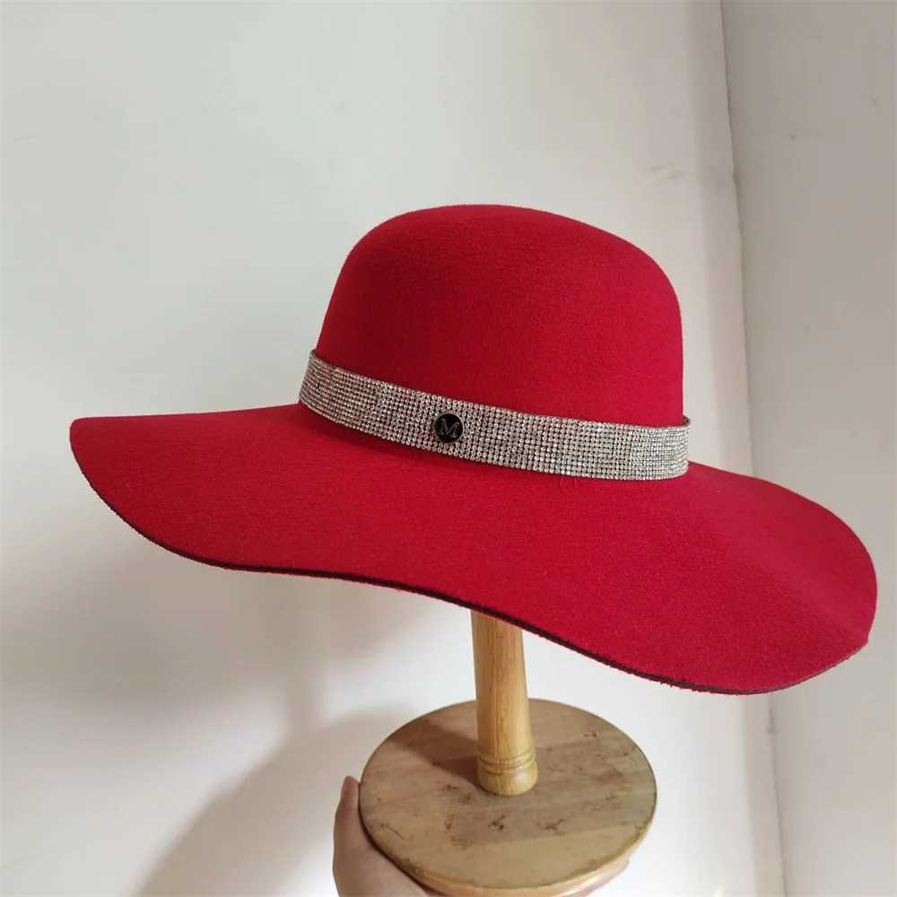 French retro warm large Brim colored felt hat unisex Fe Fashion De Bucket Hat church wedding hat complete set X250109