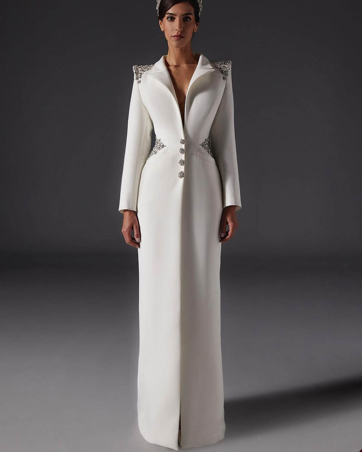 Elegant Mother of the Bride Suits Beaded Crystal One Piece Set Jacket Single Breasted Women Business Blazer Peaked Lapel Formal Work Wear Customized