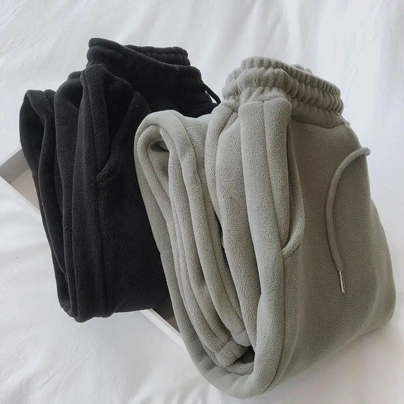 Polar Fleece Pants Women High Waist Thickening Allmatch Beam Feet Leggings Loose Solid Drawstring Casual Harlan 250108
